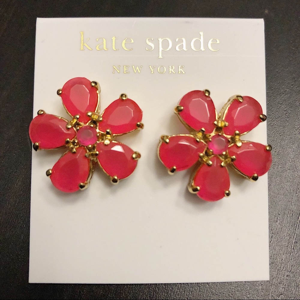 NWT Kate Spade Hot Pink Flower Stud Earrings